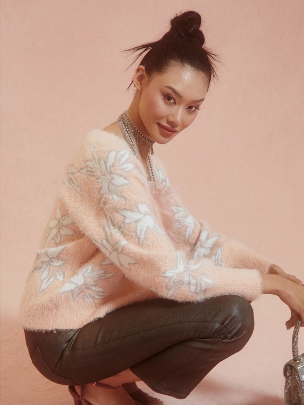 By Anthropologie Floral Shine Cardigan Sweater